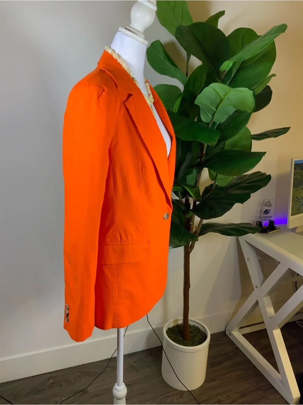 Women's Orange Single-Button Blazer